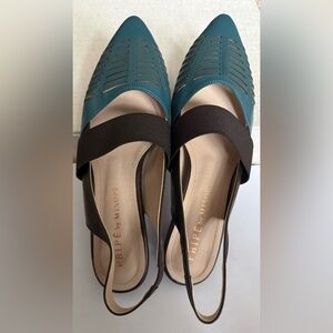 Misope Teal and Black Heels